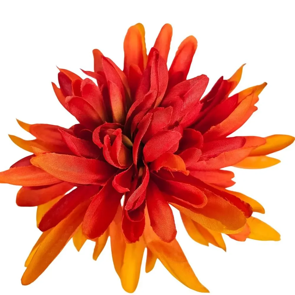 Artificial Silk Fall Mum Flowers 16 Orange Red Stems Autumn Floral Wreath Craft